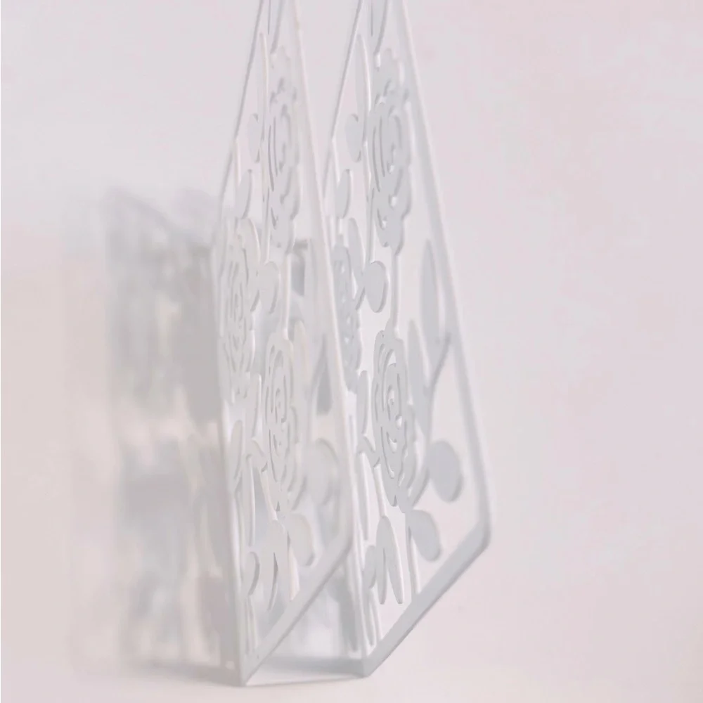 IKEA LIKSIDIG *Discontinued* Metal White Floral Napkin or Office Envelope Holder